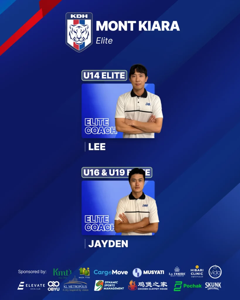 KDH Football Academy Mont Kiara Elite coaches for U14, U16 and U19 teams 2026, Jayden and Lee