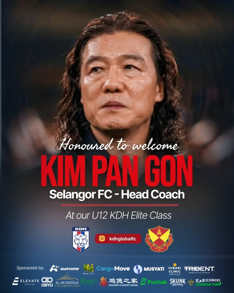 Kim Pan Gon Selangor FC Head Coach visiting KDH Football Academy U12 Elite Class session.